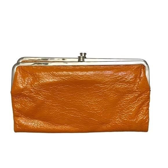 Hobo orange patent leather Lauren clutch wallet